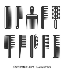 Hair Combs Hairbrushes Icons Set Vector Stock Vector (Royalty Free ...