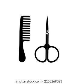 hair salon with scissors and comb icon - image jpg illustration jpg image illustration of barber shop symbols scissors and comb on white background
