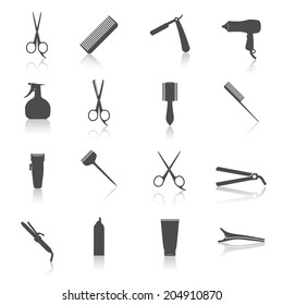 Hairdresser  Styling Accessories Professional Haircut Icon Set Isolated  Illustration