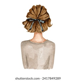 Hairstyle watercolor illustration 