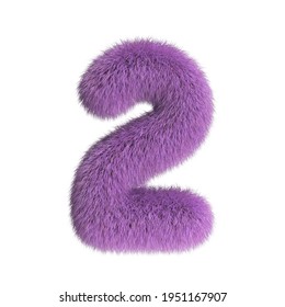 Hairy Font, Furry Alphabet, 3d Rendering, Number 2