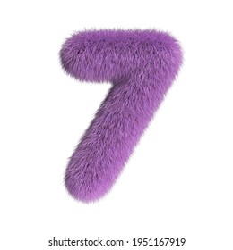 Hairy Font, Furry Alphabet, 3d Rendering, Number 7