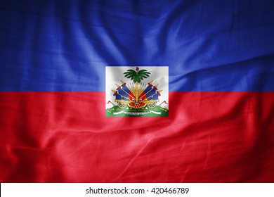 Haiti  flag on grunge fabric