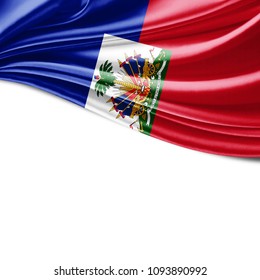 Haiti  flag  of silk with copyspace for your text or images and white background-3D illustration