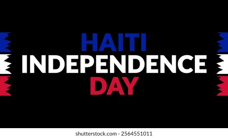 Haiti Independence Day text with side lines on a black background. Which is observed every year in January to celebrate Haiti Independence Day.