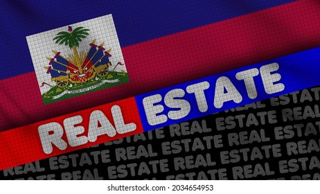 Haiti Wavy Fabric Flag, Real Estate Title, 3D Illustration