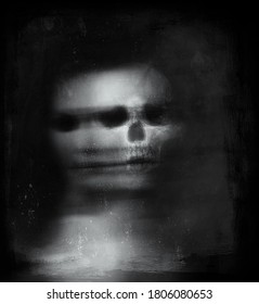 Half face half skull, Scary horror wallpaper with spooky Skull, Halloween illustration