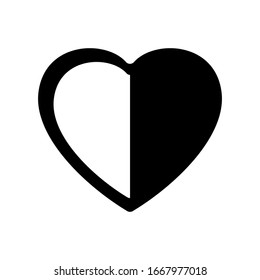 Half heart icon in line style  Romantic  love sign 
