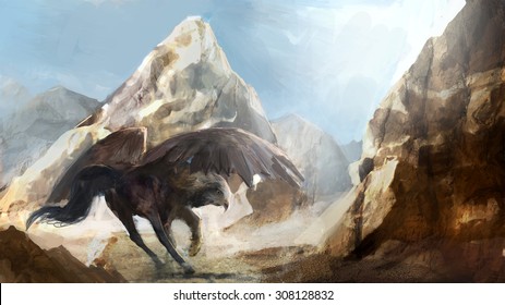Half Horse Half Eagle Creature Stock Illustration 308128832