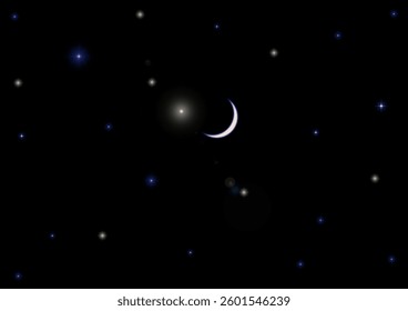 half moon in the night sky