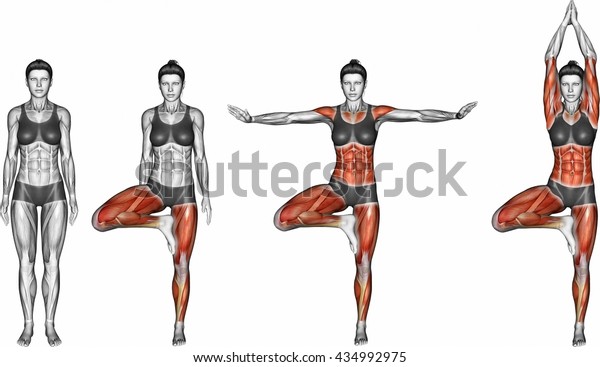 Half Moon Pose Ardha Chandrasana Yoga Stock Illustration 434992975