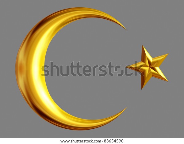 Halbmond Und Stern In Gold Symbol Stockillustration