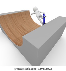 half pipe with a Skateboarder.