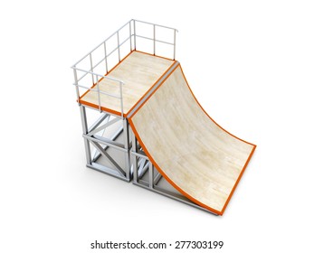 Half Ramp. Element Of Skate Parks. 3d Render Image.