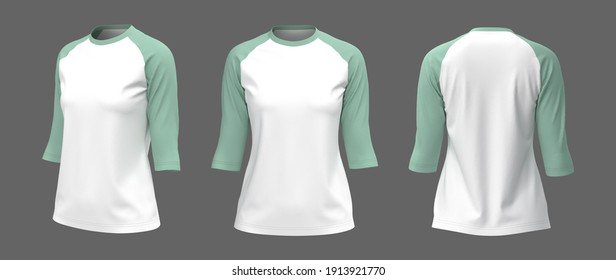 Half-sleeves Raglan T-shirt Mockup, 3d Illustration, 3d Rendering