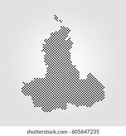 Halftone Dot Map Of Siberian Federal District Of Russia