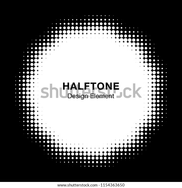 Halftone Dots Circle Frame Abstract\
Logo Design Element for medical treatment, cosmetic. Flower icon\
using halftone circle texture. Halftone emblem.\
