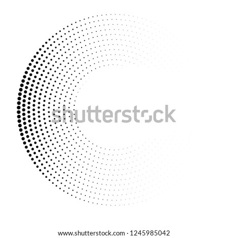 Halftone dotted background circularly distributed. Halftone effect pattern. Circle dots isolated on the white background.