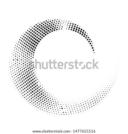 Halftone dotted background circularly distributed. Halftone effect  pattern.Circle dots isolated on white background. Isolated circle dots  texture. 