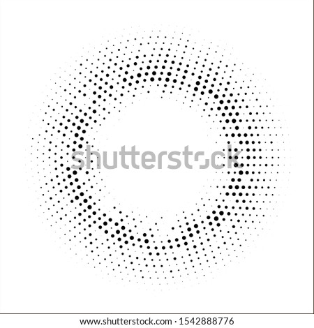 Halftone dotted circular background.Halftone effect pattern. Circle dots isolated on white background. Cosmetic, medicine, advertisement illustration.