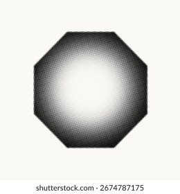 Halftone octagon shape with a gradient effect. The halftone pattern creates a unique octagon symbol. Modern and abstract design. Halftone shape symbol illustration on beige background.