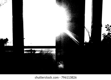 Halftone of sunset through a windows
