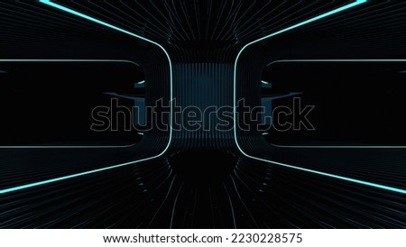 The hall was empty, decorated with neon lights.Sci-fi design looks modern.For showing work. Product. Or use as appropriate.3d rendering