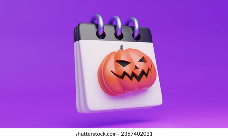  Halloween 3d illustration.  Calendar with pumpkin. - Powered by Shutterstock