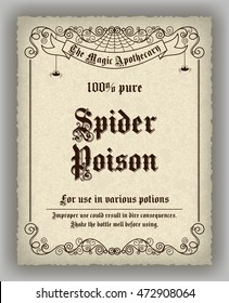 Halloween Apothecary Label In Retro Style. Illustration