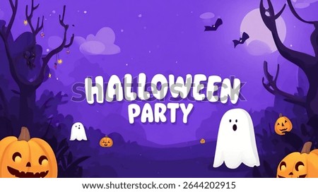 Halloween Bash Flyer Template: Fun and Frightful Design with Customizable Headline Area and CartoonGhost, Pumpkin Artwork