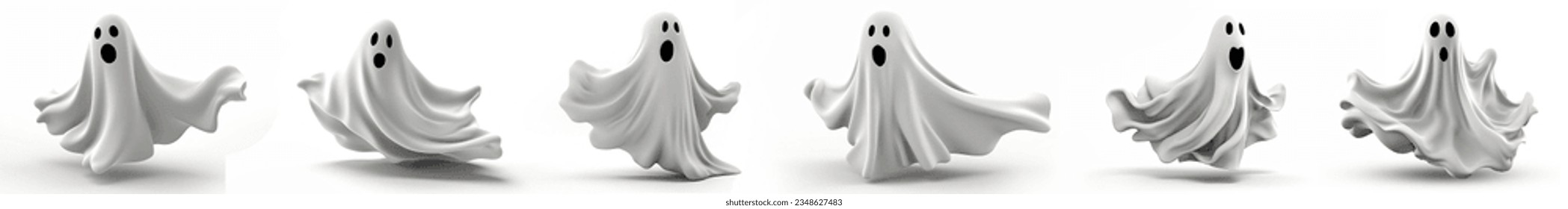 Halloween boo ghost set, on white background. 3D rendered white ghost collection. Scary boo ghost. 3d illustration. Creepy Halloween costume of white ghost. - Powered by Shutterstock