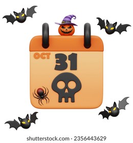 Halloween Calendar 3D icon Isolate White Background, 3D Rendering illustration - Powered by Shutterstock