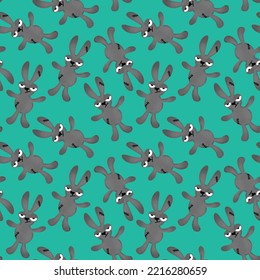 Halloween cartoon evil rabbit seamless toys doodle pattern for wrapping paper   fabrics   linens   packaging   gifts box   kids clothes print 