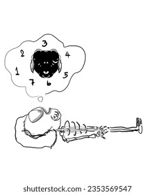 halloween cartoon skeleton sleeping