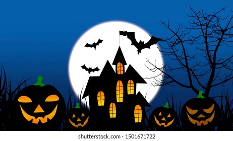 Spooky Halloween Night Holiday Background Castle Stock Vector (Royalty ...