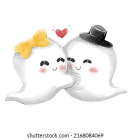 Halloween : Ghost Couple, Cute And Love