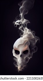 Halloween Ghost. Smoke Skull Effect Design. 