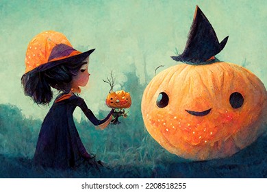 Halloween Gift Card With Halloween Pumpkin. 3d Illustration