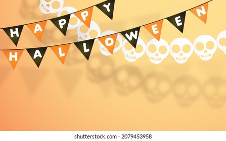 Halloween hanging paper garlands with letters and skeleton heads. Halloween party decorative elements for home or interior. Banner illustration background. - Powered by Shutterstock