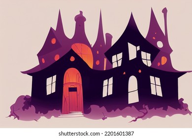 Halloween Haunted House Clipart - Digital Art