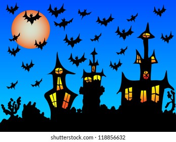 Cat Owl Pumpkins Dark On Halloweenhalloween Stock Vector (Royalty Free ...