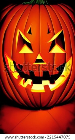 Similar – Image, Stock Photo Creepy carved Halloween pumpkin next to burning candle