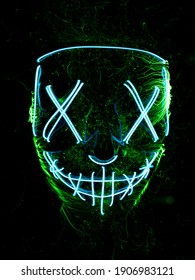 Halloween Neon Mask, Abstract Art