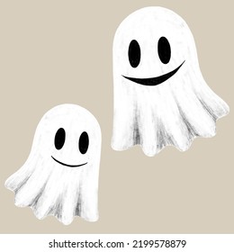 Halloween Party Illustration Two Ghosts