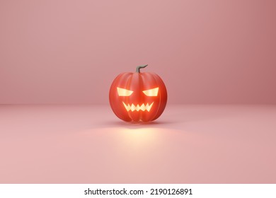 Halloween Party Red Theme Background. 3d Illustration Pumpkin