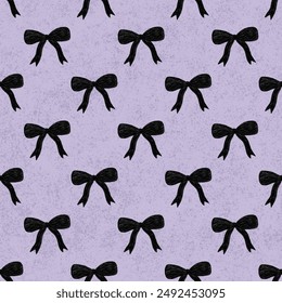 Halloween pattern. Seamless pattern of black bows on lilac background. Halloween background of textured black bows. Surface pattern for Halloween. - Powered by Shutterstock