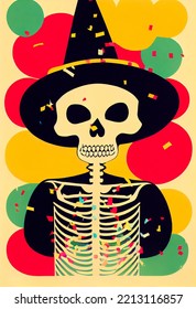 Halloween Poster, Skeleton In Disguise, Black Humor