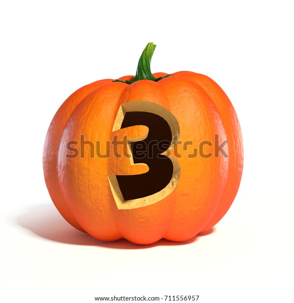 Halloween Pumpkin Font Number 3 3d Stock Illustration 711556957