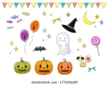 halloween pumpkin ghost cookie candy star moon illustration