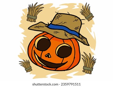 Halloween Pumpkin Head Cartoon Illustration Ford Design Sublimation